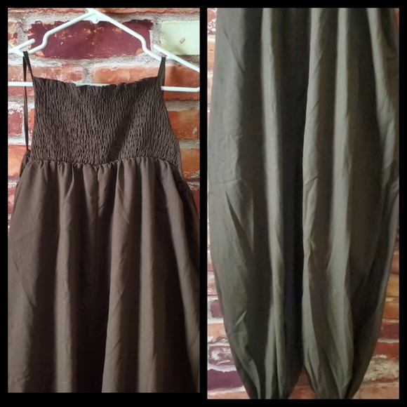 Brown Boho Cami Linen/Cotton Jumpsuit S - Picture 4 of 4